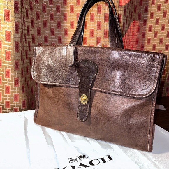 Authentic Vintage Coach Double Flap Briefcase bag, turn lock closure - Picture 2 of 5